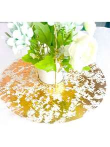 50/100/150 Disposable Gold Placemats, 13 "Glitter Metal Mesh Round Placemats, Gold Foil Mesh Doilies, Table, Wedding, Birthday Party Decorative Gold Doilies - Multicolor - View 3