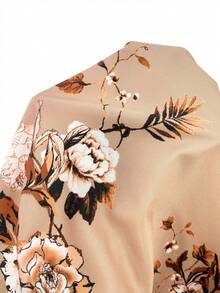 SHEIN Lady Women's Floral Print V-Neck Ruffle Hem Midi Dress, Elegant - Multicolor - View 7