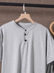 2pcs Teen Boys' Fashionable Grey Polo Shirt And Knit Shorts Set,Summer Soft And Comfortable Fabric,Suitable For Outings,Photography,Sports & Casual - Grey - View 6