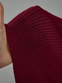 EMERY ROSE Damen Lässig Urlaubs V-Ausschnitt 3-teiliges Strickset, Sommer Damen Weste Tops Tanktops für Frauen Gestrickte Damen Tanktops Sommer - Bordeaux - Übersicht 3
