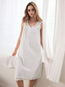 Ocili Women's Solid Color Button Casual Everyday Housedress - White - View 5