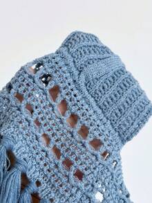 Soleia 女士度假风串珠吊带针织上衣，流苏下摆，适合约会、下午茶、海滩、邮轮、城市旅行、婚礼季、音乐节等场合。 - 藍色 - 查看 7