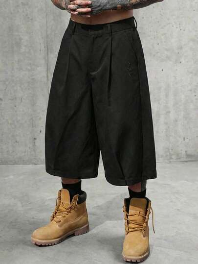 AXEPEAK Men's Solid Color Pleated Loose Casual Wide Leg Pants