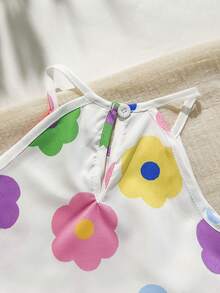 SHEIN Playful Pals 2件套女婴/新生儿0-3岁春夏多巴胺活力色彩度假无袖上衣+短裤套装，女婴春夏服装 - 彩色 - 查看 4