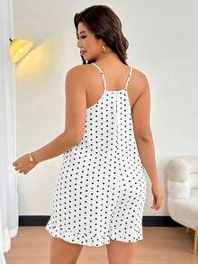 Easura 波点吊带A字荷叶边下摆优雅度假连体裤（女款） - 黑與白 - 查看 2