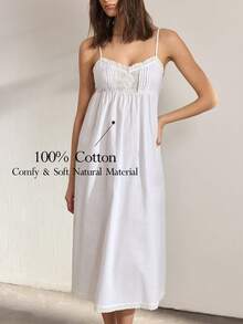 Ocili 100% Cotton Comfortable Casual Turndown Collar Button-Front Long Sleeve & Pants Women Pajama Set - White - View 1