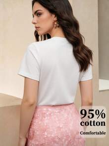 Modisches Damen-T-Shirt mit lustigem Print, ideal für den Alltag. - Weiß 6 - Übersicht 2