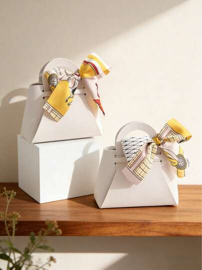 Madebyblanc 1个欧式皮革蝴蝶结装饰收纳盒，手工礼品包装袋，婚礼回礼袋，伴娘礼物收纳盒，手提包钱包整理袋，奢华复古优雅软皮礼品包装用品，适用于女士节日派对、圣诞节、周年纪念日、情人节送礼