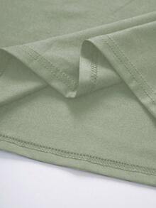 SHEIN Manfinity Dauomo 男士休闲纯色圆领短袖T恤 - 薄荷綠 - 查看 4