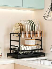 1 Dish Storage Rack, Daily Leisure Home Storage, Set Of Drain Racks Above The Kitchen Countertop Sink, Detachable Large Capacity Double-Layer Drain Rack, - Multicolor - View 4