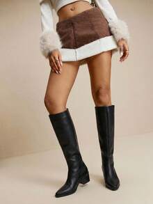 Women's Casual Fashion Chunky Heel Knee-High Boots - Black - View 7