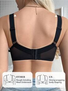 1 chiếc áo ngực nữ màu đen chấm bi, chất liệu jacquard, có gọng, dây đeo rộng thoải mái. - màu đen - Xem 2