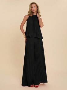 COSMINA Áo tank top không tay xếp ly thanh lịch dành cho nữ, đa năng cho hẹn hò, đi làm, công sở, mọi mùa. - màu đen - Xem 6