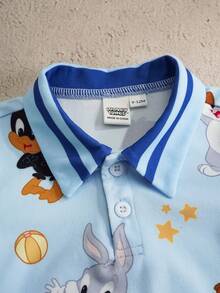 LOONEY TUNES X SHEIN Baby Boy Cartoon Print Casual Everyday Romper - Blue - View 3