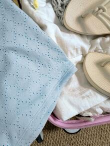 Bonvoyette Bộ đồ bơi nữ 3 món màu vàng, vải, màu xanh dương, kiểu buộc dây bên hông, cổ yếm. - Màu xanh lam - Xem 3