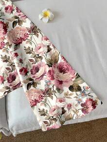SHEIN LUNE Women's Casual Printed Drawstring Flare Sleeve Top, Suitable For Autumn/Winter - Multicolor - View 4