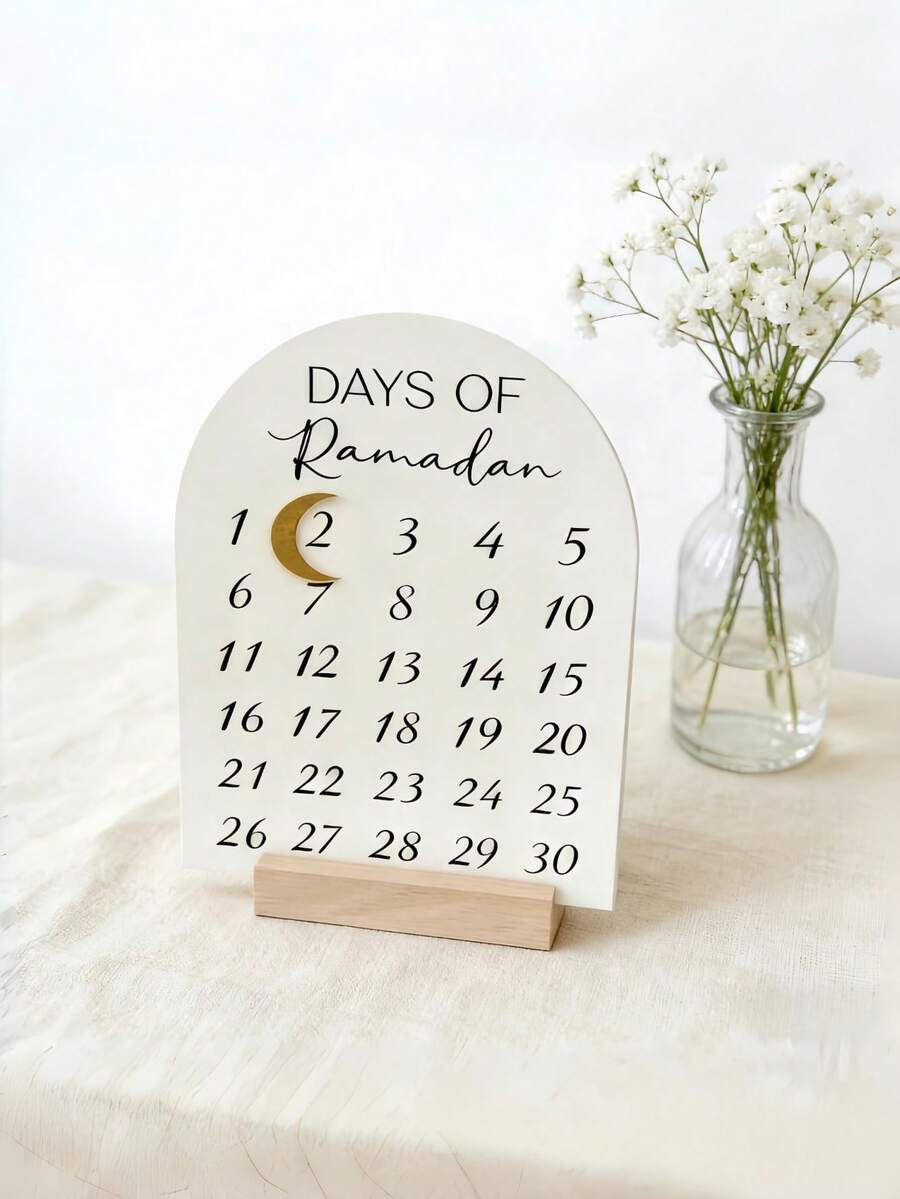 1PC 2D Flat Design Ramadan Countdown Calendar Arabic English For Home Mosque Islamic Center Desktop Decor Ramadan Gift Decoration - Ramadan Countdown Decorations - View 1