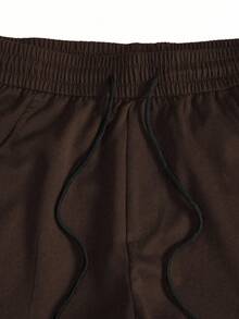 Manfinity Homme Quần cargo nam màu trơn, túi xéo, kiểu dáng thường ngày. - Cà phê nâu - Xem 3