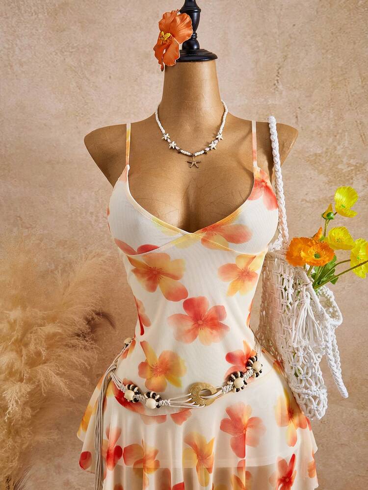 Femesol 女士时尚度假风印花连衣裙，多色 - 黃色 - 查看 6