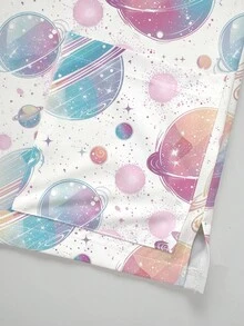 PopScrub Colorful Cosmic Planet Cartoon All-Over Print Nurse Uniform Top, V-Neck Short Sleeve Scrub Top, Nursing Uniform For Women, Suitable For Holiday, Vacation And Daily Wear, Spring/Summer - Multicolor - View 3