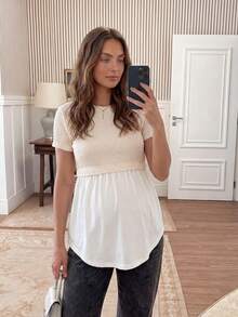 SHEIN Camiseta de maternidad de verano casual para vacaciones y uso diario, de manga corta y 2 en 1 - Multicolor - Ver 4