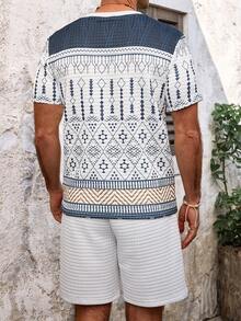 VENTUSAIL 春季新款男士户外休闲运动套装，短袖上衣和短裤两件套。面料柔软舒适，可机洗。适合健身、户外活动和日常休闲穿着。是送给男士的绝佳生日礼物。 - 米色 - 查看 2