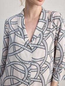 Ocili Women's Comfortable Cotton Wavy Minimalist Abstract Geometric Striped Sleeveless Nightgown - Black and White - View 3