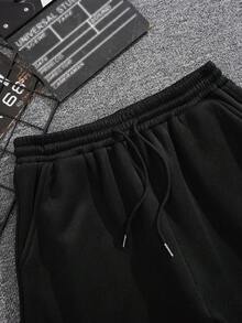 Manfinity Dauomo Quần short nam thường ngày, màu đen, trắng, thời trang đa năng, phong cách thể thao. - trắng - Xem 4