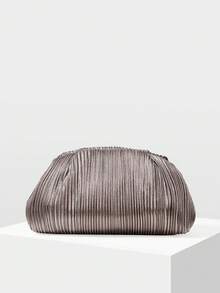 MOTF PREMIUM LADIES CLUTCH BAG, EXQUISITE MINIMALIST PLEATED DINNER BAG - Gun gray - View 3