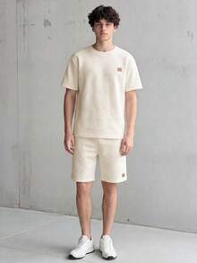 青少年纹理面料休闲套装 - 杏色 - 查看 3