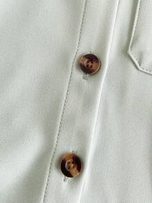 SHEIN 男婴休闲百搭翻领前襟纽扣胸袋长袖上衣 - 薄荷綠 - 查看 5