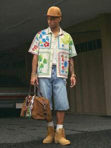 AXEPEAK 男士时尚街头风印花短袖衬衫 - 彩色 - 查看 6