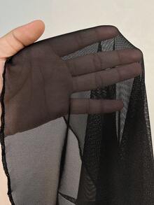 Rustia 夏季大码女士性感荷叶边薄纱网眼上衣 - 黑色 - 查看 7
