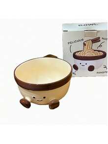 1pc Cute Foot Ceramic Bowl, Girls' Fruit Bowl Soup Bowl Rice Mixing Bowl, Suitable For Daily Home Use, Gatherings Parties, Office Instant Noodle Bowl, Out Camping Picnic, Gift, Bowl, Courtyard - Multicolor - View 5