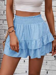 Breezaya Petite Trang phục đi biển mùa hè cho nữ dáng nhỏ nhắn - Váy ngắn xếp ly màu xanh dương. - Màu xanh lam - Xem 4