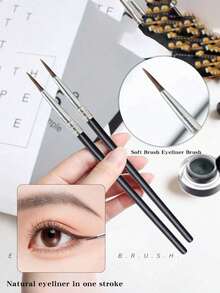 1PC All-In-One Makeup Brush - Eyebrow & Eyeliner Brush For Beginners, Teardrop Brush For Natural Line, Smudging, Concealer & Spoolie Blending - Black - View 6