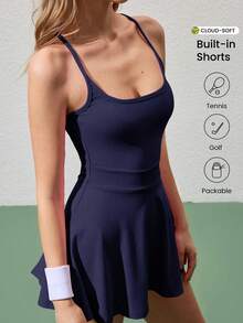 CourtClass Women's Elegant Sleeveless Dress - Navy Blue - View 6