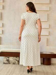 Roveilla Đầm chấm bi gợi cảm tay ngắn cổ tim dáng ôm eo dành cho nữ, đầm pin-up, đầm chấm bi cỡ lớn cho phụ nữ, đầm thường ngày cho nữ, đầm chấm bi cỡ lớn, đầm mùa hè cỡ lớn cho nữ, đầm mới về cho nữ, đầm chấm bi thường ngày cho nữ, đầm mùa hè cỡ lớn cho nữ - Đen và trắng - Xem 2