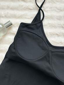 DAZY Áo hai dây nữ dáng suông, màu trơn, tối giản, thích hợp mặc hàng ngày đi làm, mùa hè. - màu đen - Xem 8