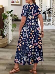 EMERY ROSE This Casual And Minimalist Bohemian-Style Floral Print Dress Is Perfect For The Holiday Season. It's Suitable For Plus Sizes, A Stylish Spring/Summer Dress, And A Must-Have For Spring Break. - Multicolor - View 4