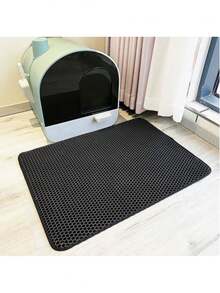 Double-Layer Odor Control Litter Mat] Premium Double-Layer Honeycomb Cat Litter Mat - Easy Clean, Odor Control, Carpet-Compatible For Pet Toilets & Litter Boxes, Cat Litter Pad - Blue - View 2