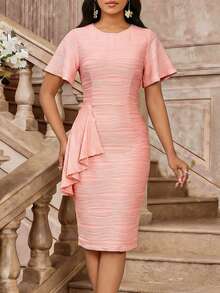 SHEIN Lady 女士度假连衣裙 - 粉色 - 查看 5