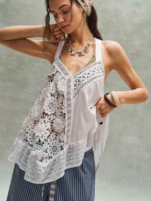 Bohemela 女士蕾丝宽松背心，适合春夏穿着 - 白色 - 查看 5