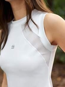 In My Nature 女士立领无袖连衣裙和短裤休闲日常户外运动套装白色网球裙健身裙女士运动服白色高尔夫裙无袖白色连衣裙女士白色连衣裙运动裙白色 - 白色 - 查看 3
