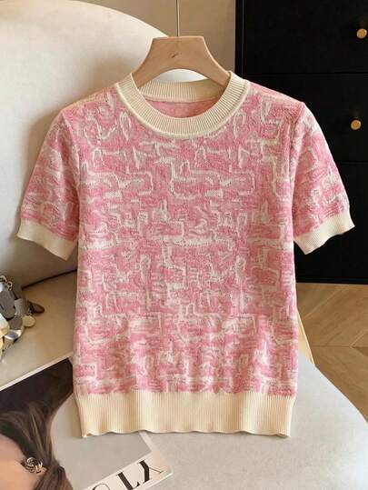 Pariaura 女士混色纹理针织短袖上衣