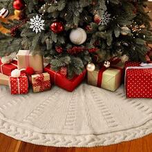 [1 Pack] Knitted Tree Skirt, Cream White Creates Festive Atmosphere, Thickened Non-Slip Base Decoration, Party Decoration - White - View 4