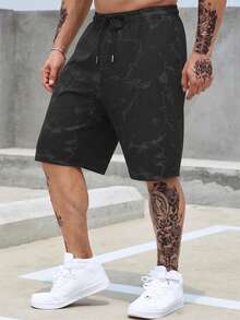 Manfinity Homme Men's Summer Casual Tie-Dye Print Shorts - Black - View 1
