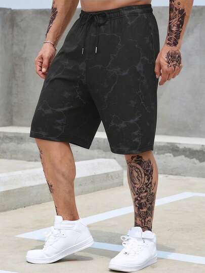 Manfinity Homme Men's Summer Casual Tie-Dye Print Shorts