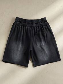 LOONEY TUNES X SHEIN Men's Letter Print Drawstring Waist Slant Pocket Casual Shorts - Black - View 3