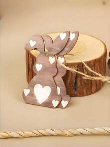 Madebyblanc 20 PCS Rustic Wooden Easter Tree Ornaments Set Rabbit Easter Egg Hanging Decor Mini Artificial Wood Home Decor Spring Table Centerpiece Charm Style Easter Decorations For Home Party - multicolor - View 6